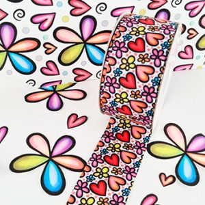 falla estampada corazon y flores