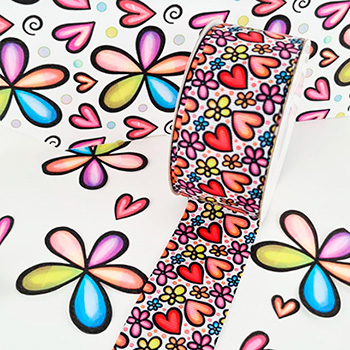 falla estampada corazon y flores