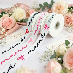 listón falla estampada con letras y moños en variedad de colores